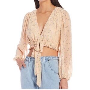 NWT Woven Bailey Floral Print Chiffon Cropped Top size XL